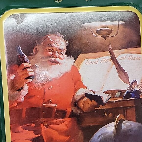 Vintage Coca-Cola Santa  Serving Tray Christmas List Good Boys & Girls +bottles - Picture 4 of 16